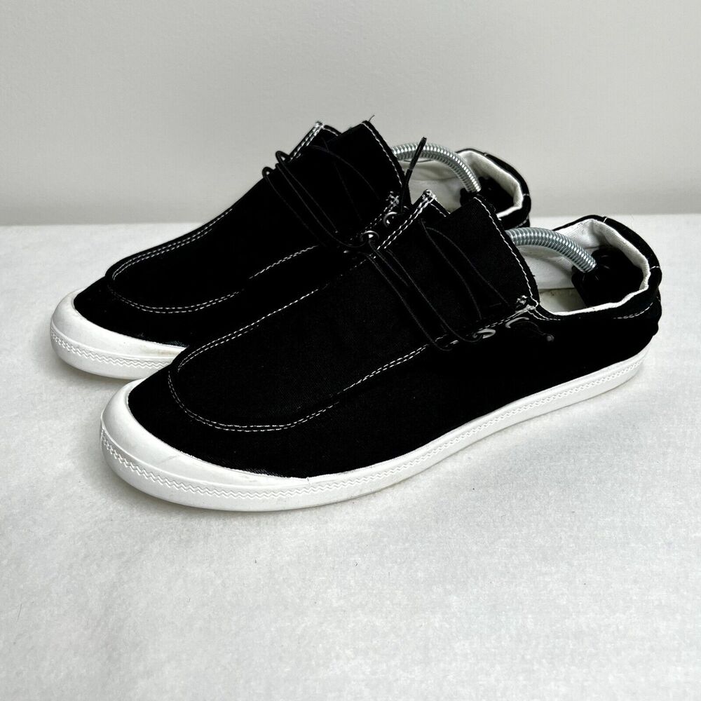 Black Fabric Slip On Loafers